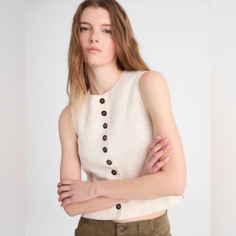 NWT Madewell Button-Front Shell Top in 100% Linen